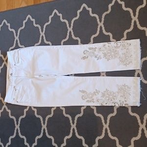 We The Free White Floral Cutout Jeans Women's 28